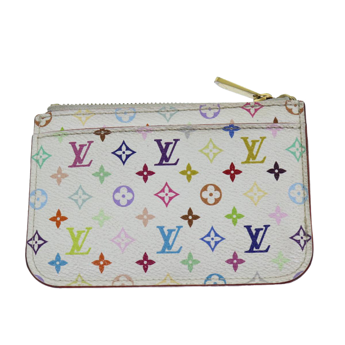 LOUIS VUITTON Multicolor Pochette Cles NM Coin Purse White M93734 LV Auth 82054