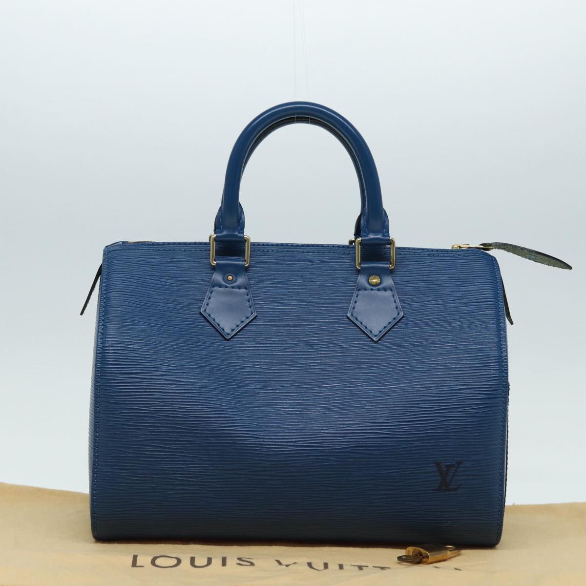 LOUIS VUITTON Epi Speedy 25 Hand Bag Toledo Blue M43015 LV Auth 82060A