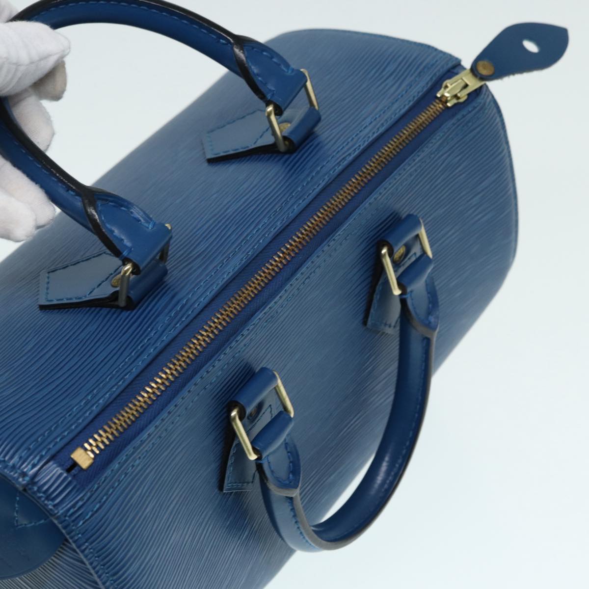 LOUIS VUITTON Epi Speedy 25 Hand Bag Toledo Blue M43015 LV Auth 82060A