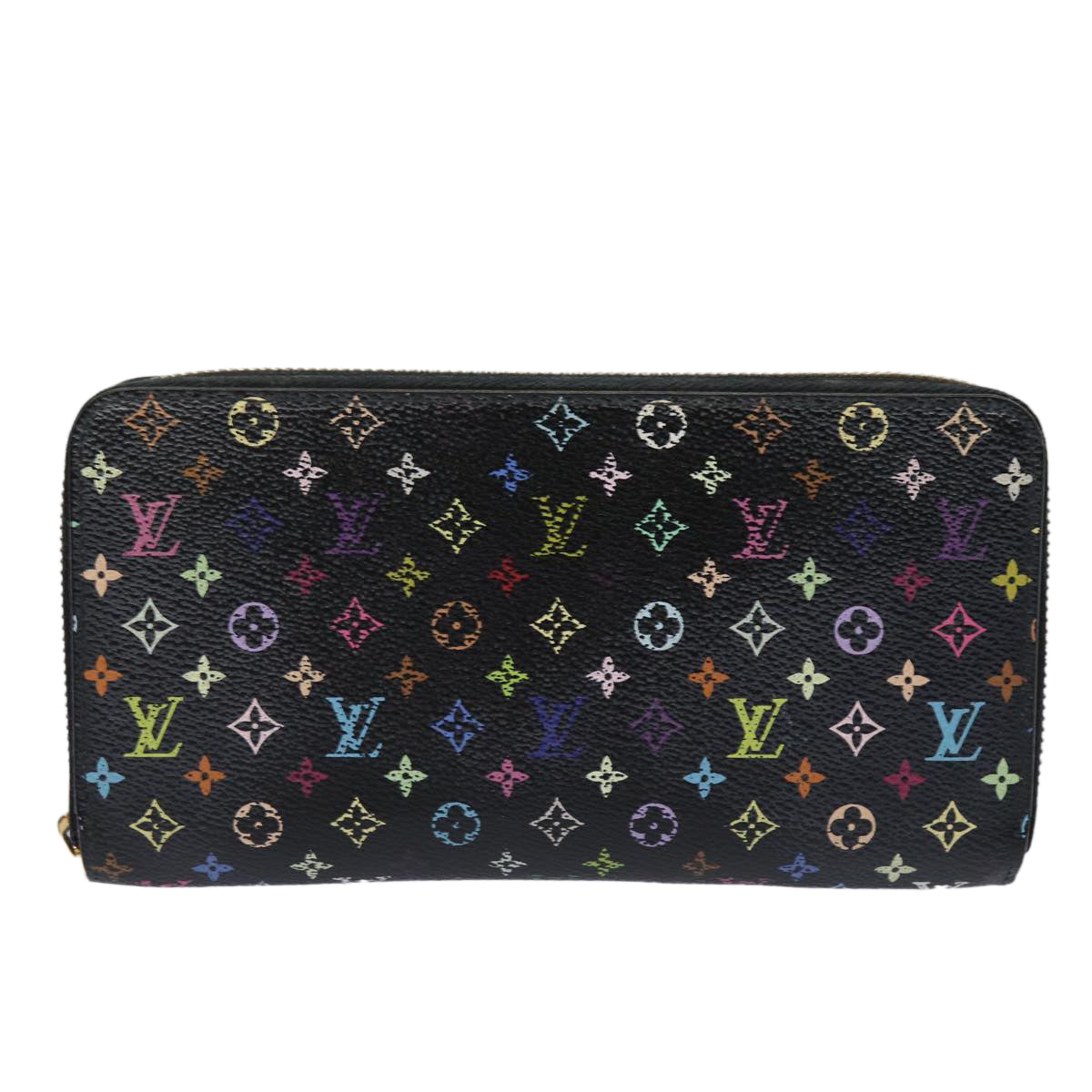 LOUIS VUITTON Monogram Multicolor Zippy Wallet Black M60243 LV Auth 82169