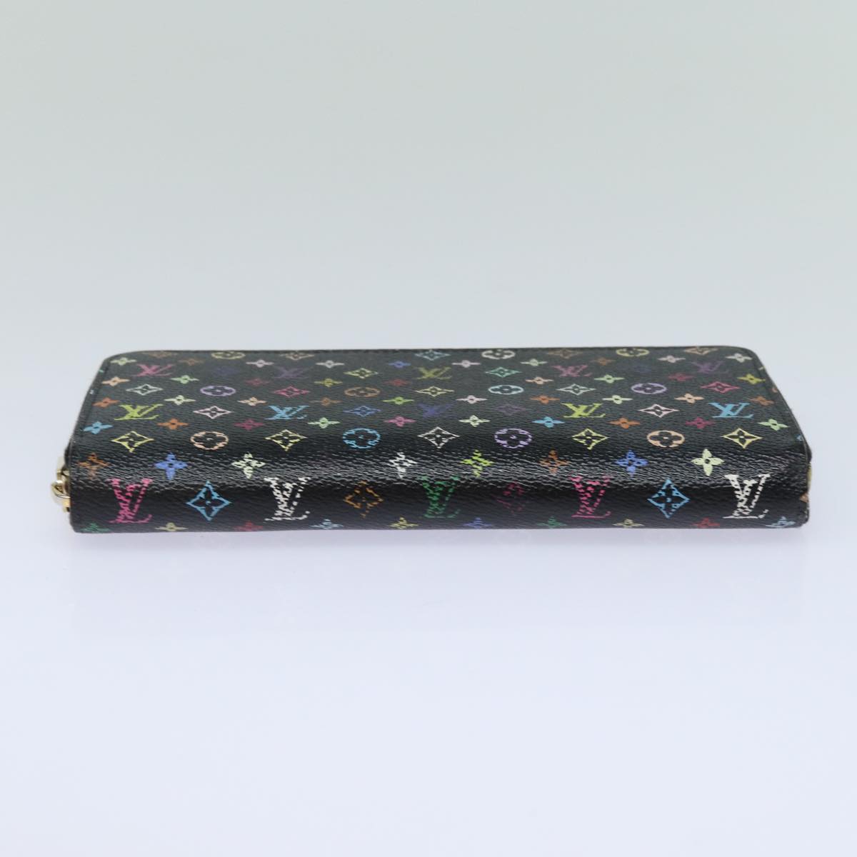 LOUIS VUITTON Monogram Multicolor Zippy Wallet Black M60243 LV Auth 82169