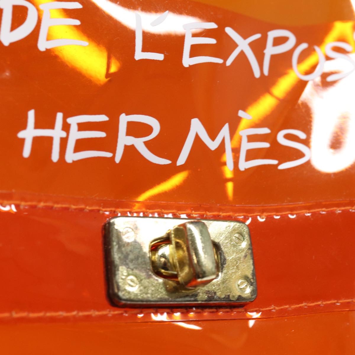 HERMES Vinyl Kelly Hand Bag Orange Auth 82281