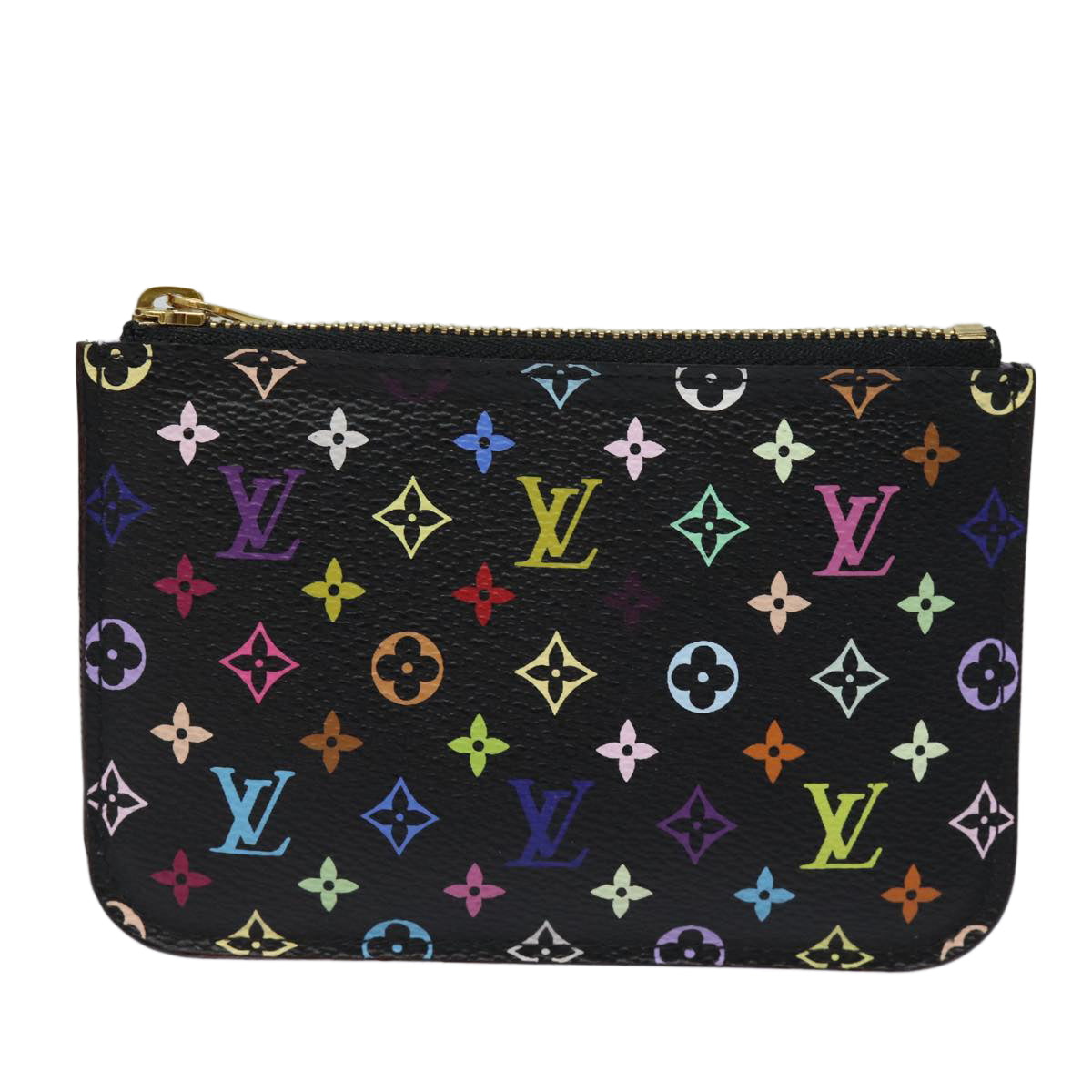 LOUIS VUITTON Multicolor Pochette Cles NM Coin Purse Black M60279 LV Auth 82479