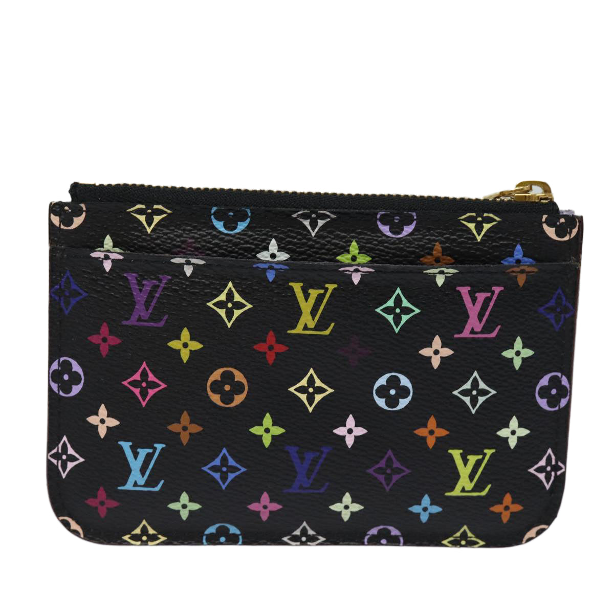 LOUIS VUITTON Multicolor Pochette Cles NM Coin Purse Black M60279 LV Auth 82479