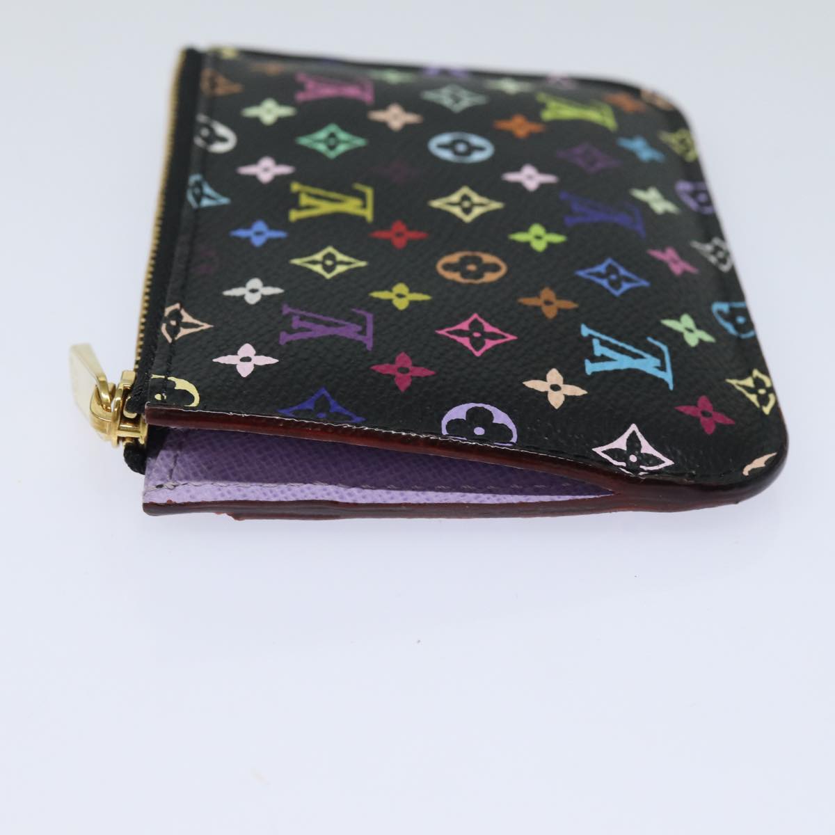 LOUIS VUITTON Multicolor Pochette Cles NM Coin Purse Black M60279 LV Auth 82479