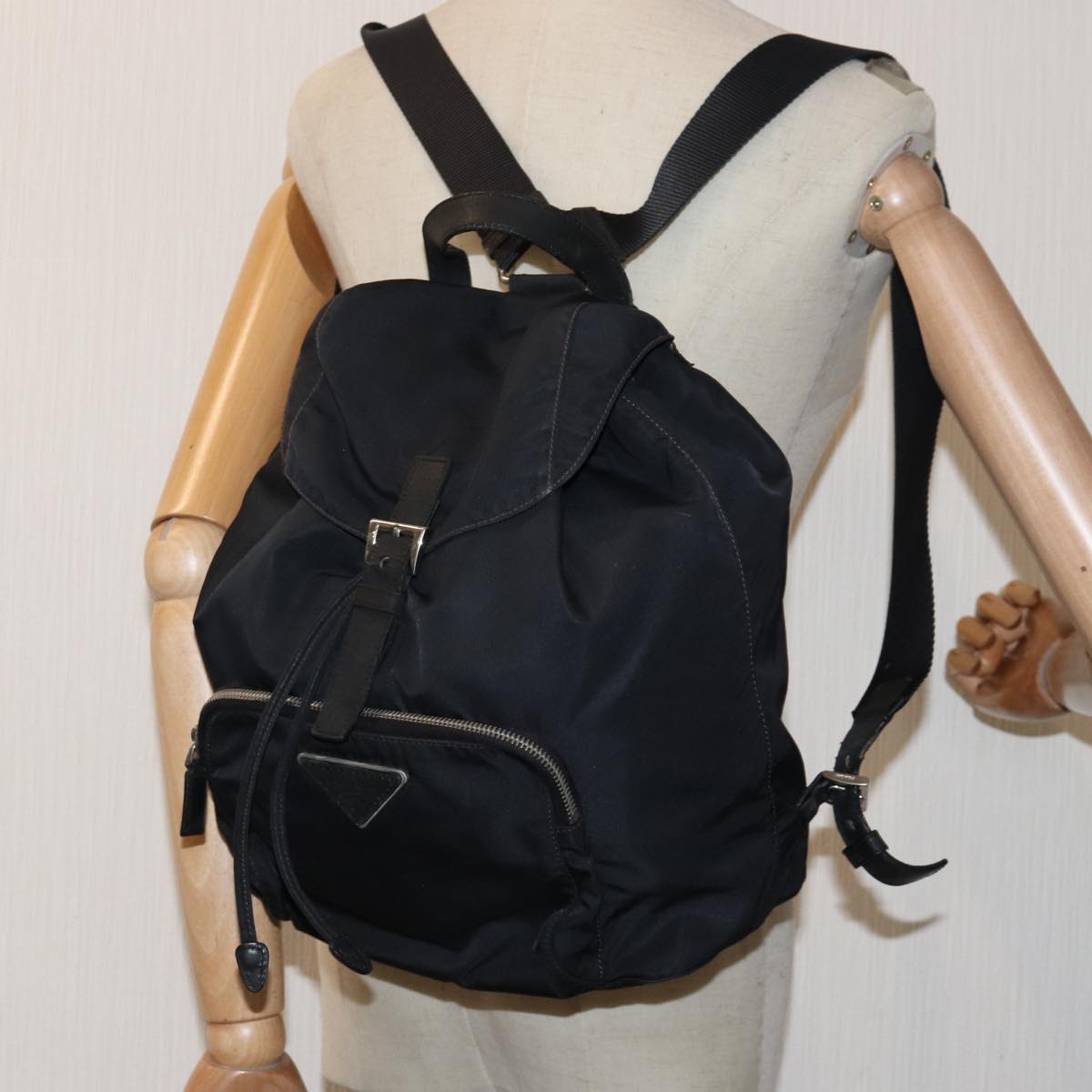 PRADA Backpack Nylon Black Auth 82567