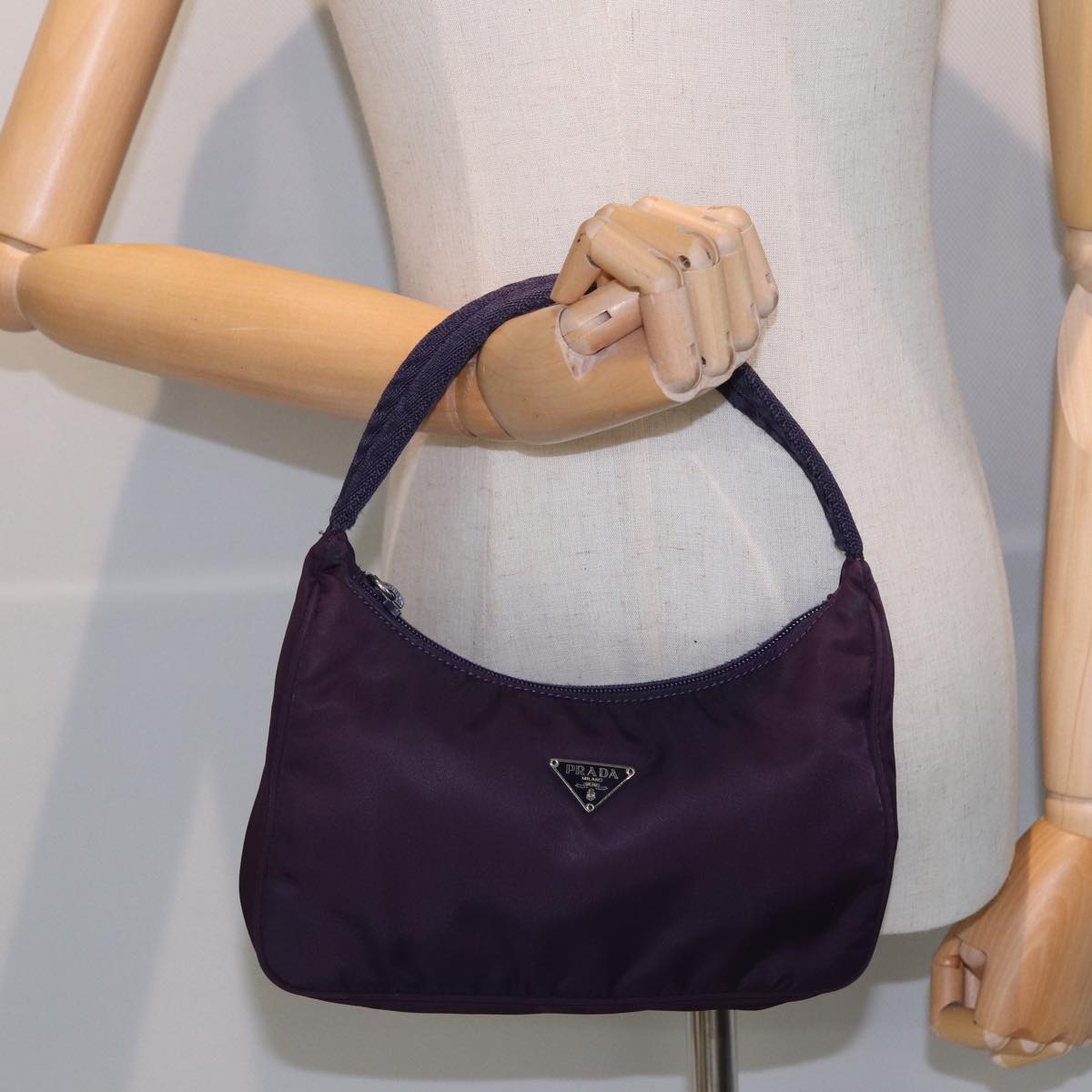 PRADA Accessory Pouch Nylon Purple Auth 82692