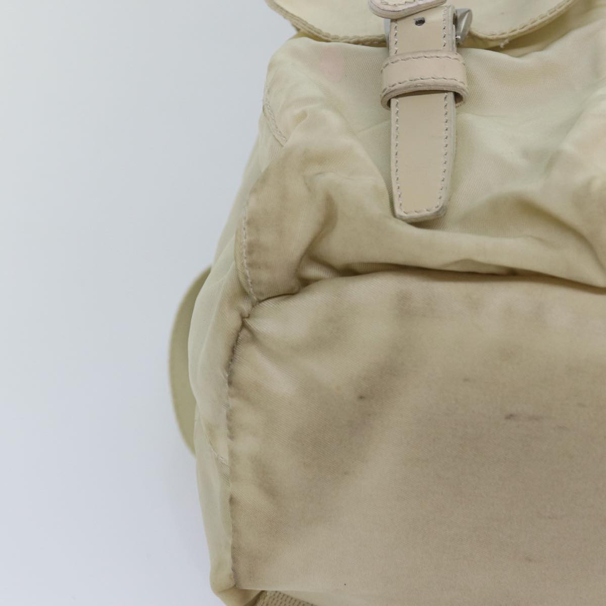 PRADA Backpack Nylon Cream Auth 82694