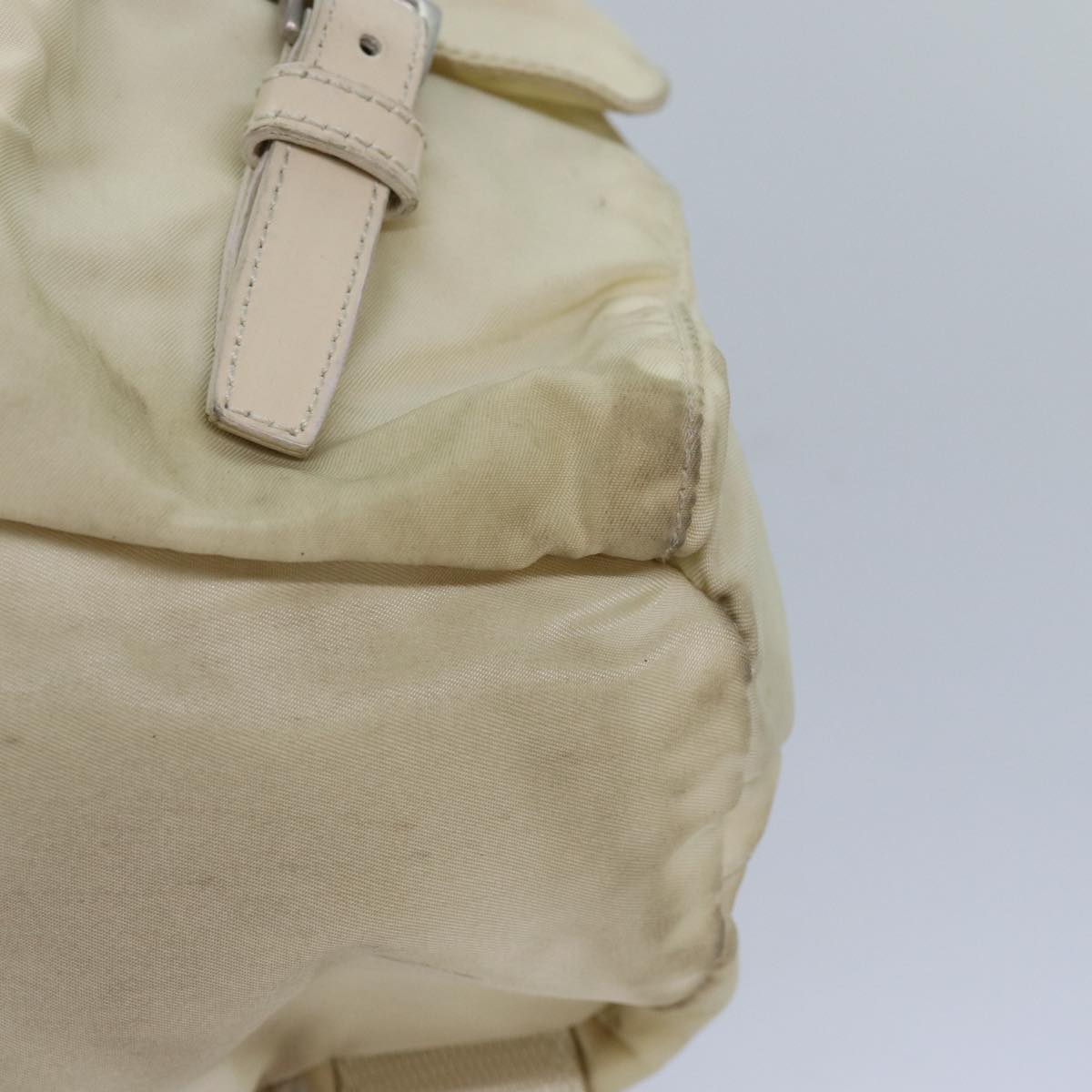 PRADA Backpack Nylon Cream Auth 82694