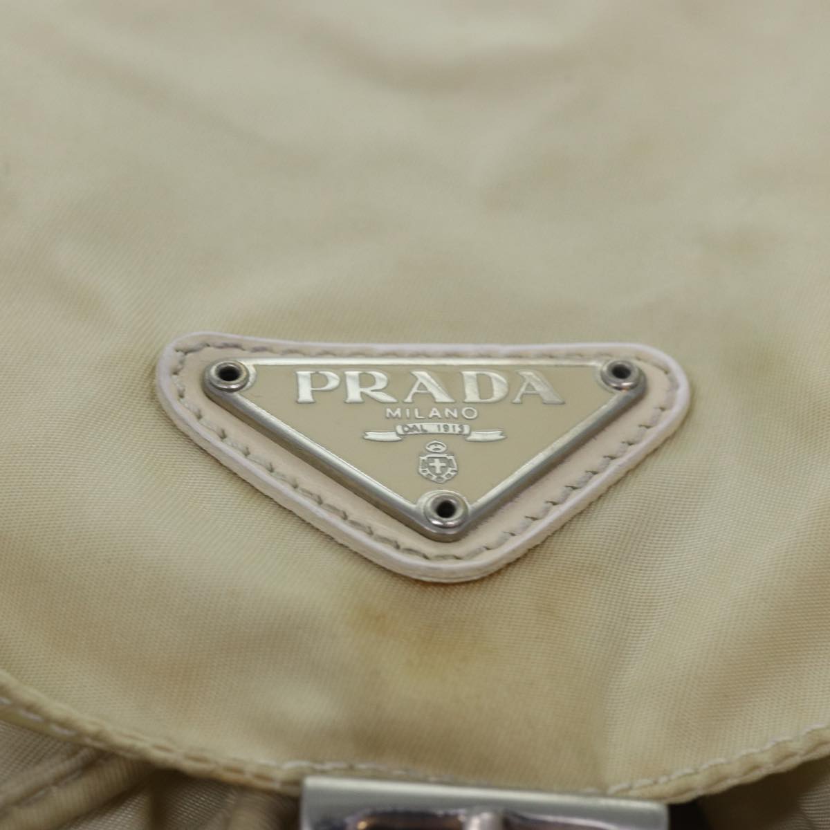 PRADA Backpack Nylon Cream Auth 82694