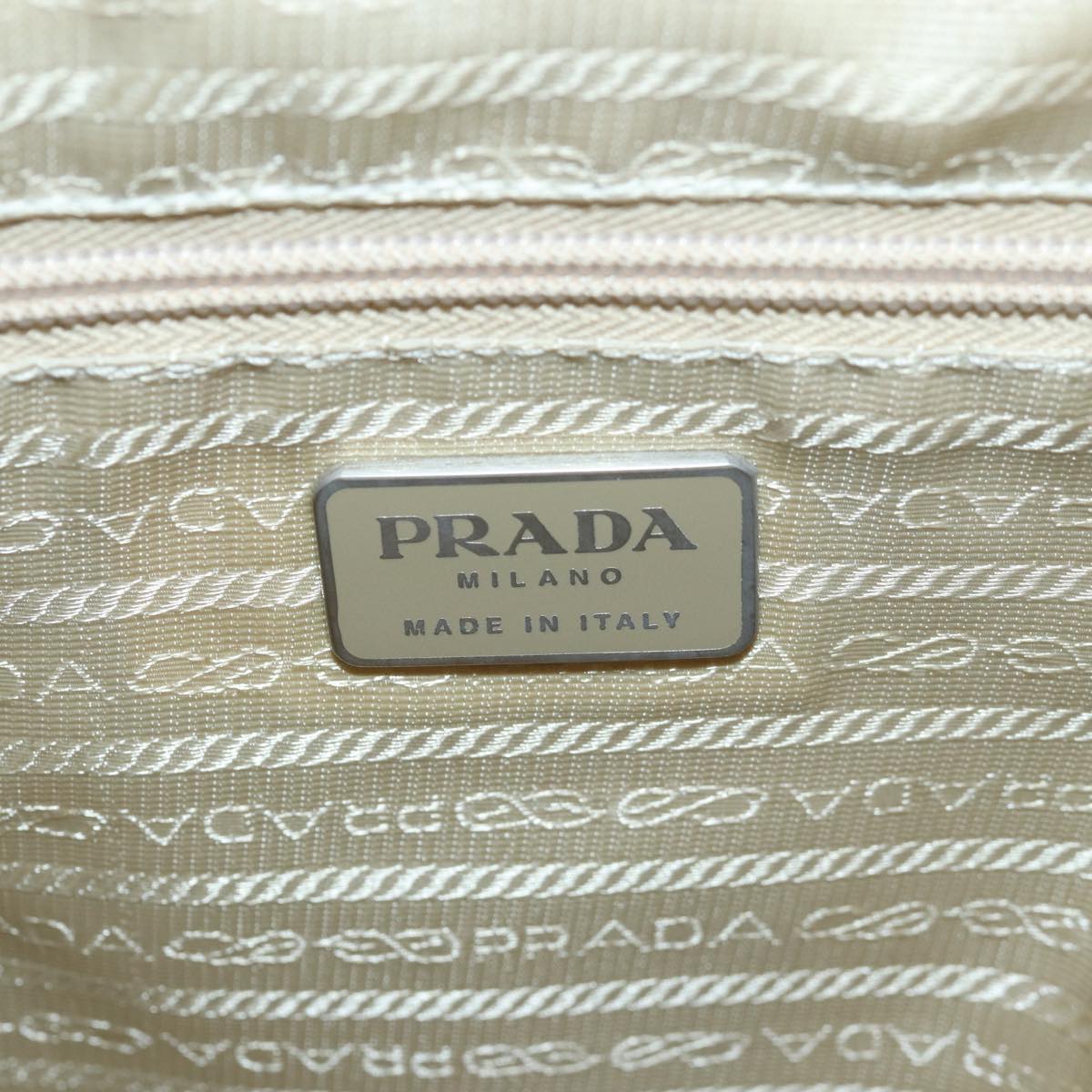 PRADA Backpack Nylon Cream Auth 82694