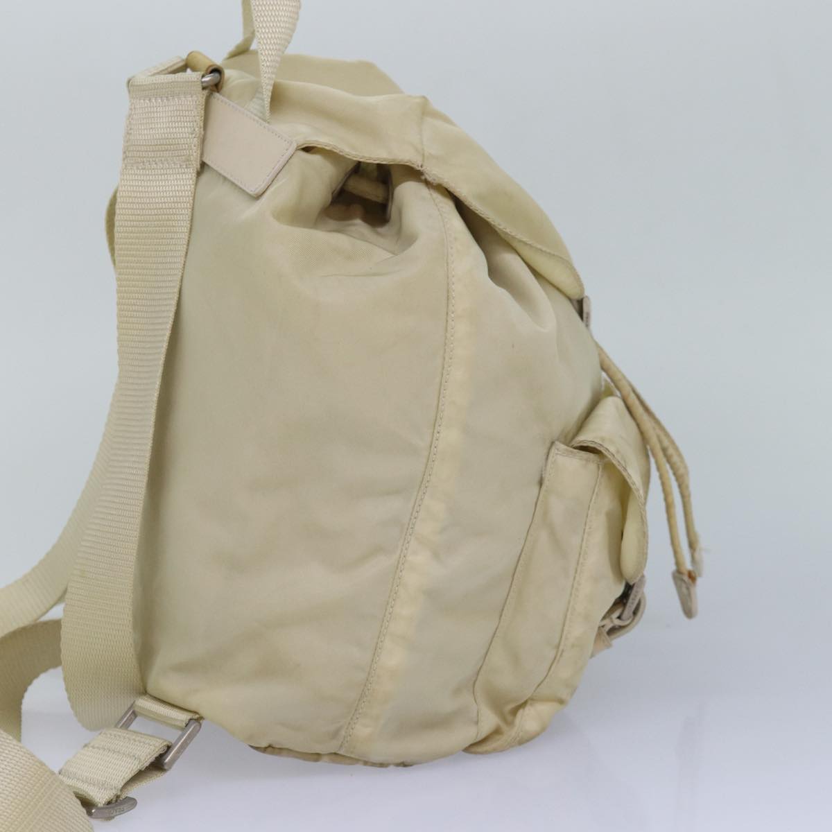 PRADA Backpack Nylon Cream Auth 82694