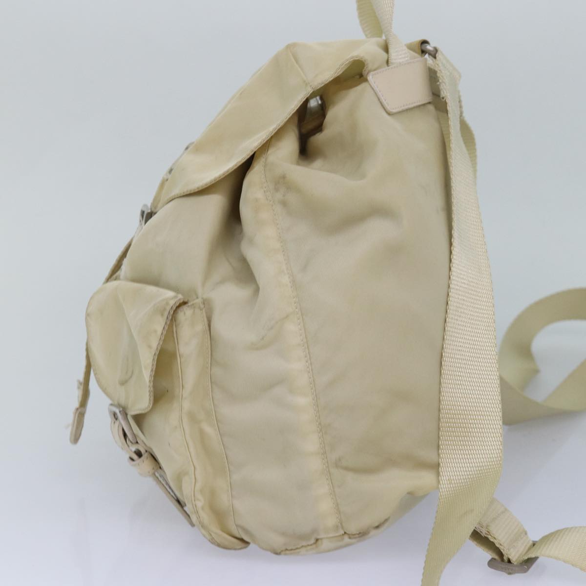 PRADA Backpack Nylon Cream Auth 82694