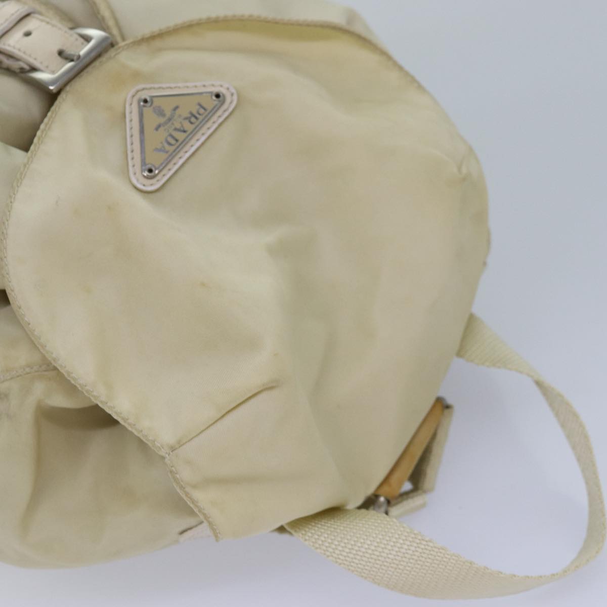 PRADA Backpack Nylon Cream Auth 82694