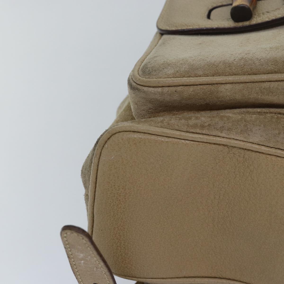 GUCCI Bamboo Backpack Suede Beige 003 2058 0016 Auth 82702