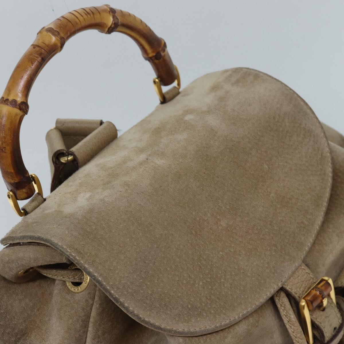 GUCCI Bamboo Backpack Suede Beige 003 2058 0016 Auth 82702