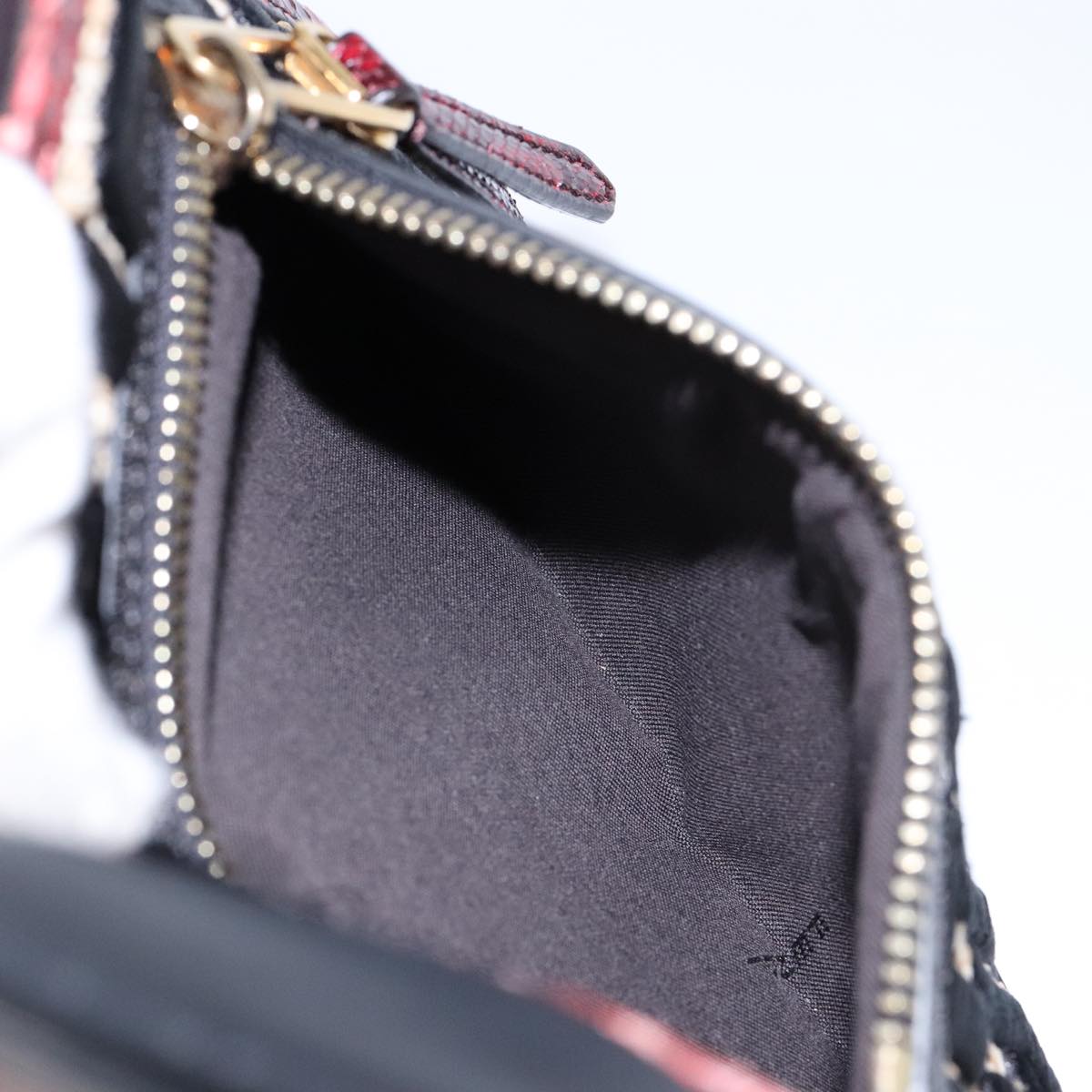 FENDI Hand Bag Leather 2way Black Gold Auth 82745