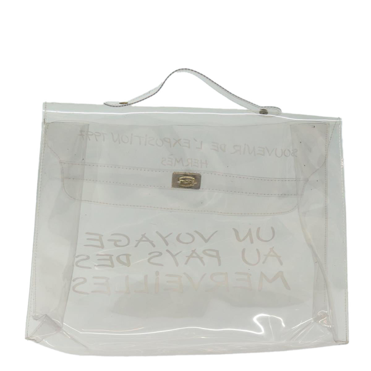 HERMES Vinyl Kelly Hand Bag Vinyl Clear Auth 82818