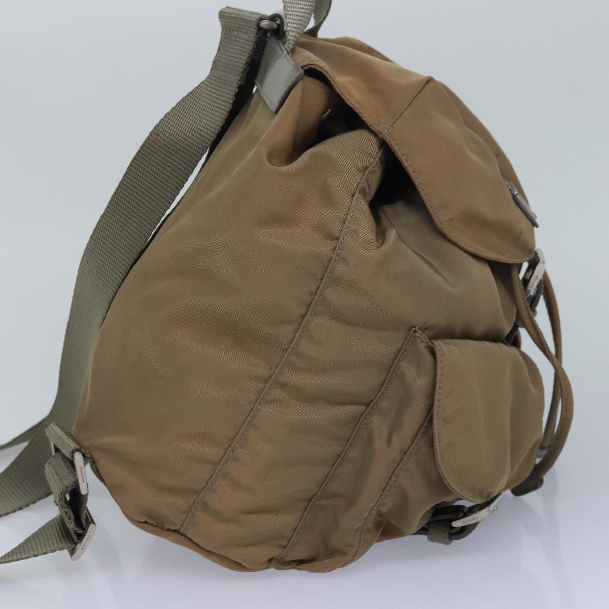 PRADA Backpack Nylon Beige Auth 82885