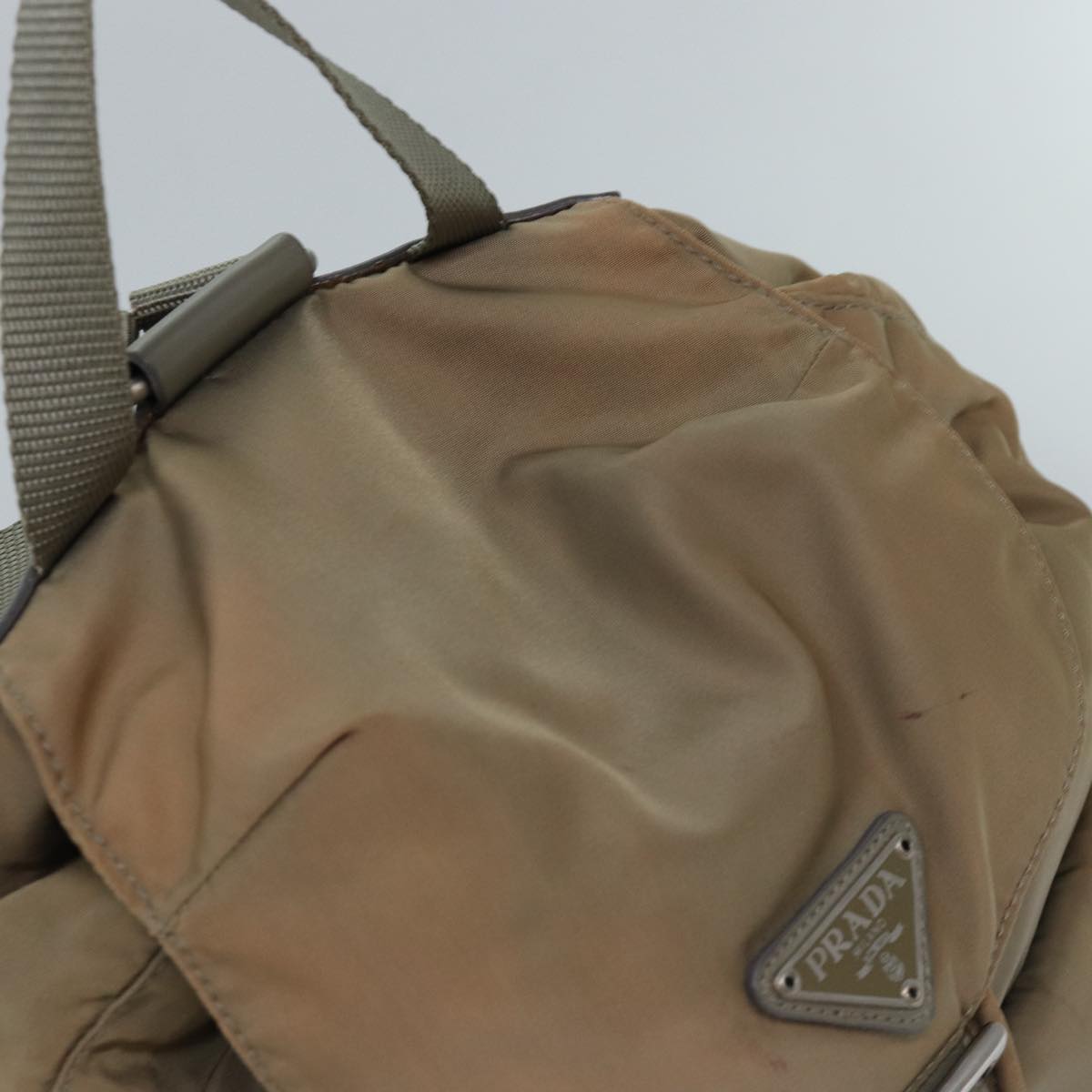 PRADA Backpack Nylon Beige Auth 82885