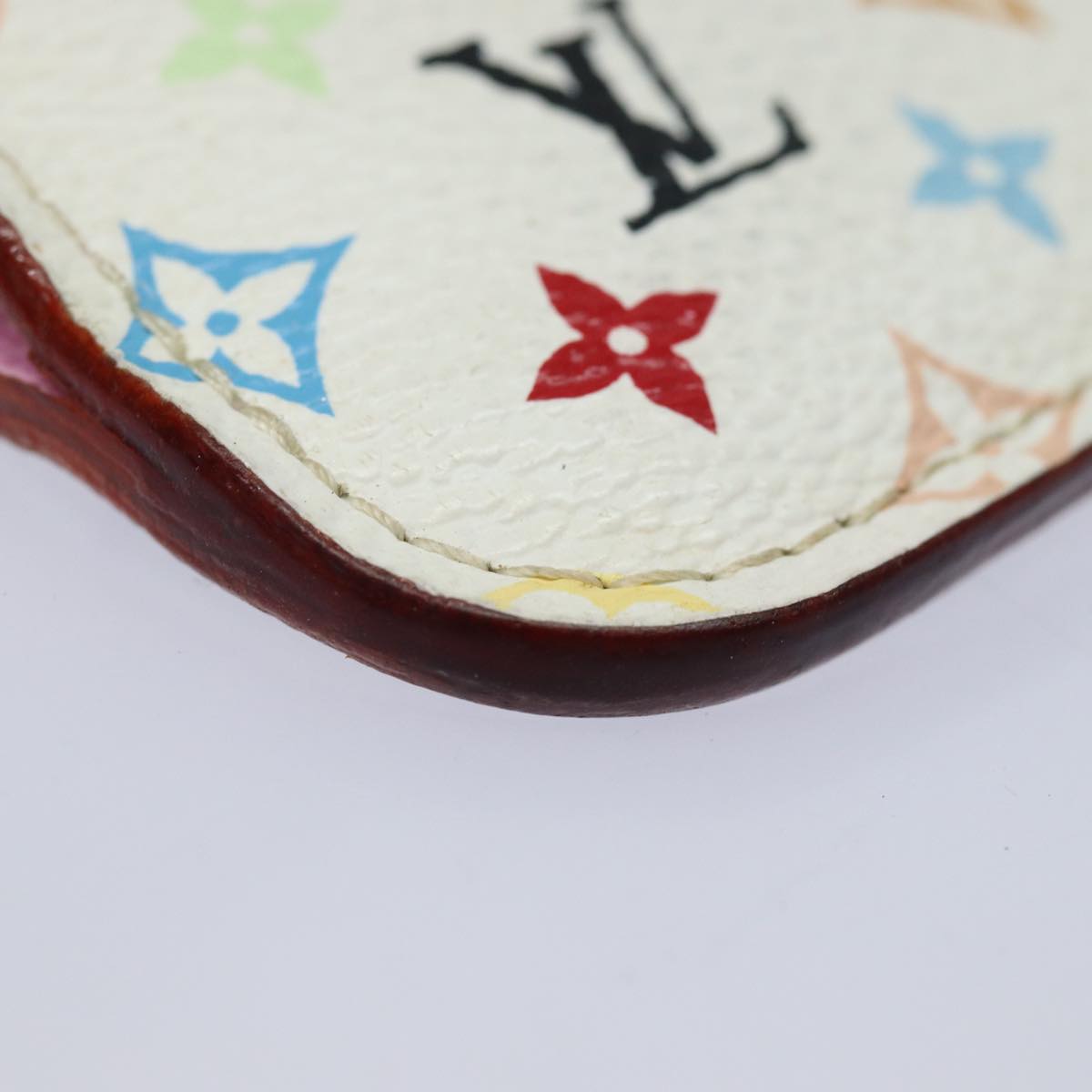 LOUIS VUITTON Multicolor Pochette Cles NM Coin Purse White M93734 LV Auth 82927