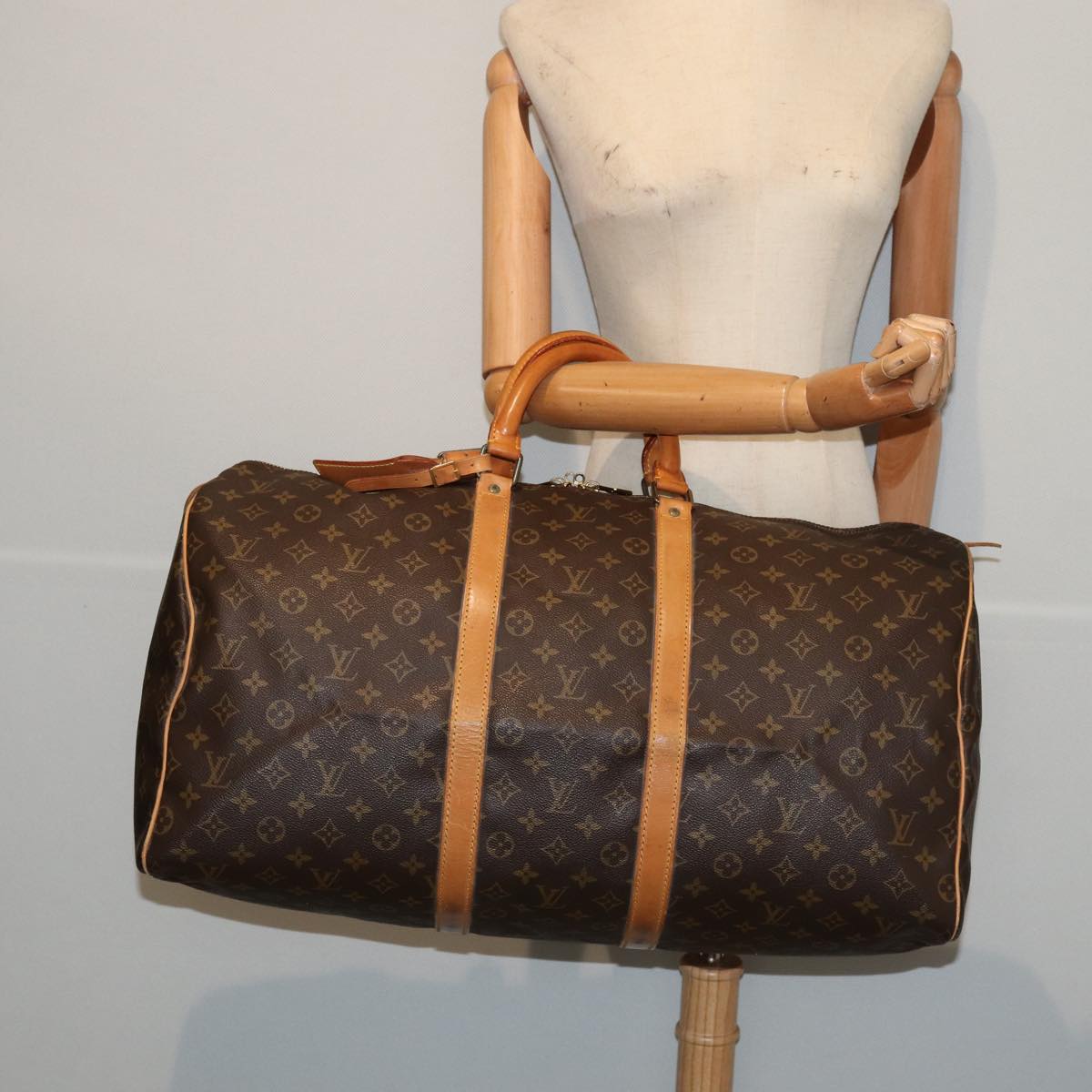 LOUIS VUITTON Monogram Keepall 55 Boston Bag M41424 LV Auth 83060
