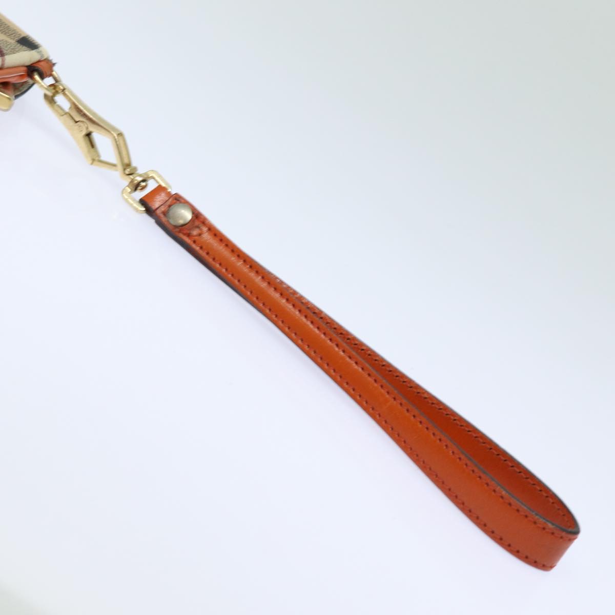 BURBERRY Nova Check Clutch Bag PVC Leather Beige Orange Auth 83126AV