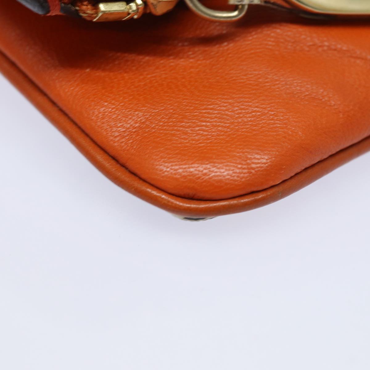BURBERRY Nova Check Clutch Bag PVC Leather Beige Orange Auth 83126AV