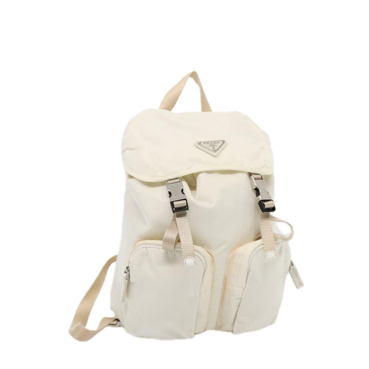 PRADA Backpack Nylon White Auth 83158