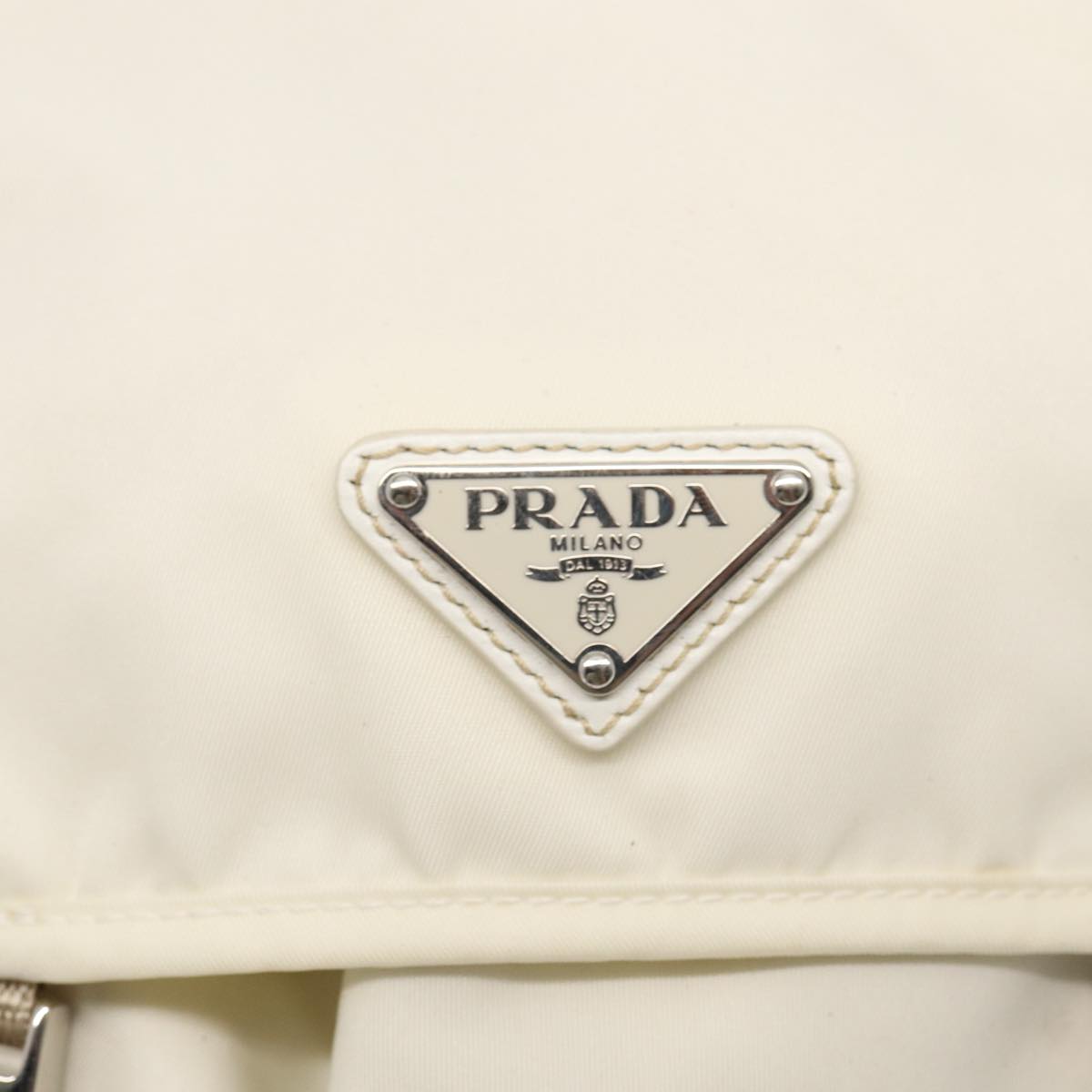 PRADA Backpack Nylon White Auth 83158