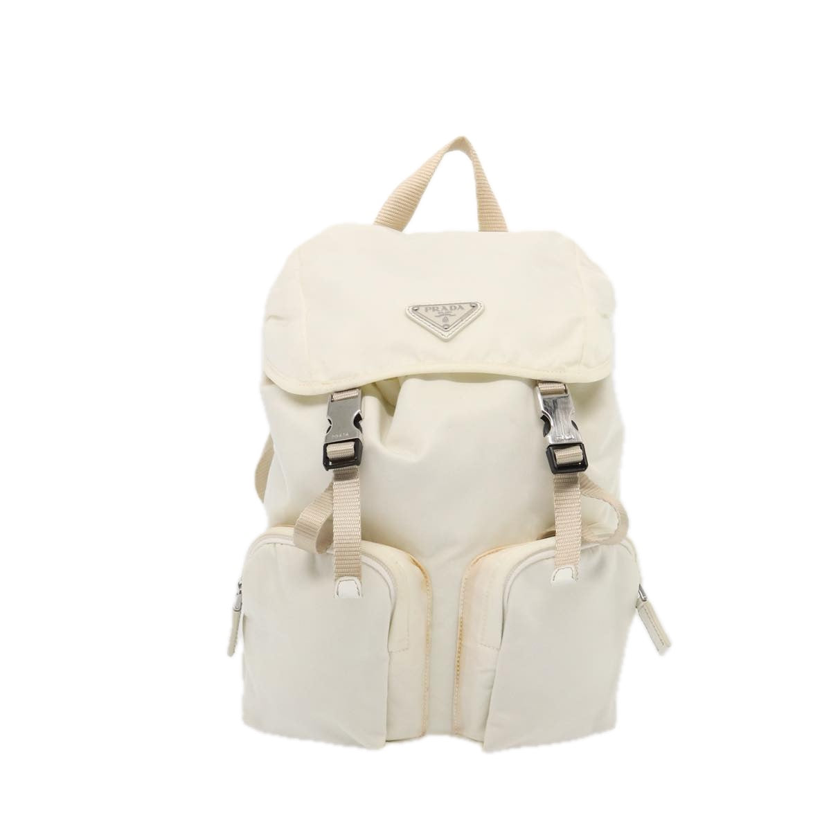 PRADA Backpack Nylon White Auth 83158