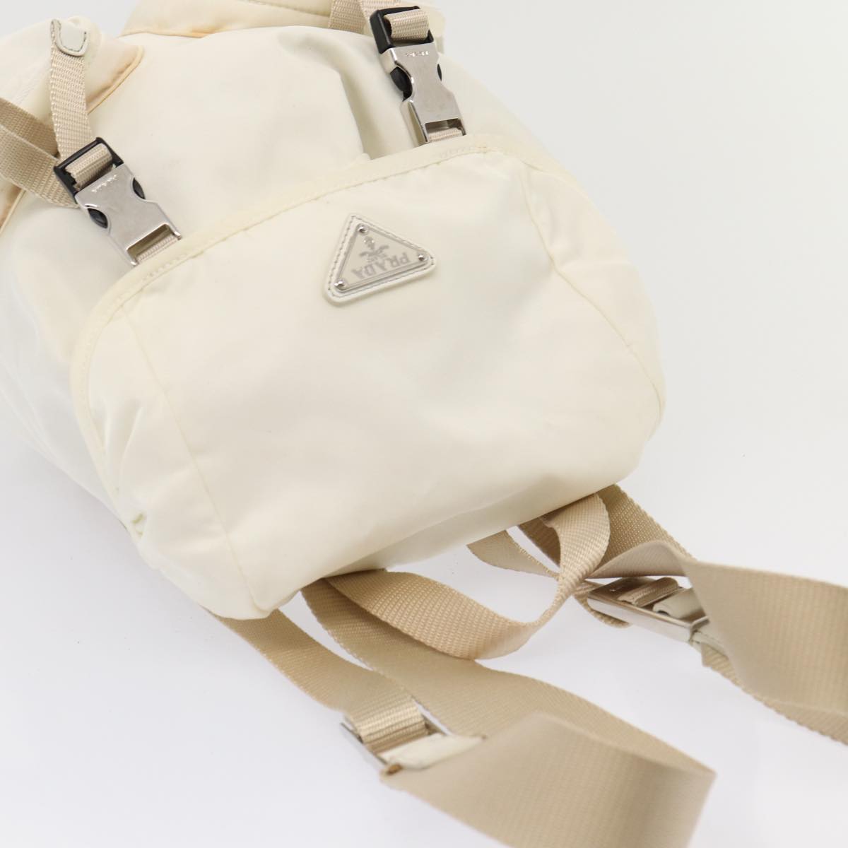 PRADA Backpack Nylon White Auth 83158