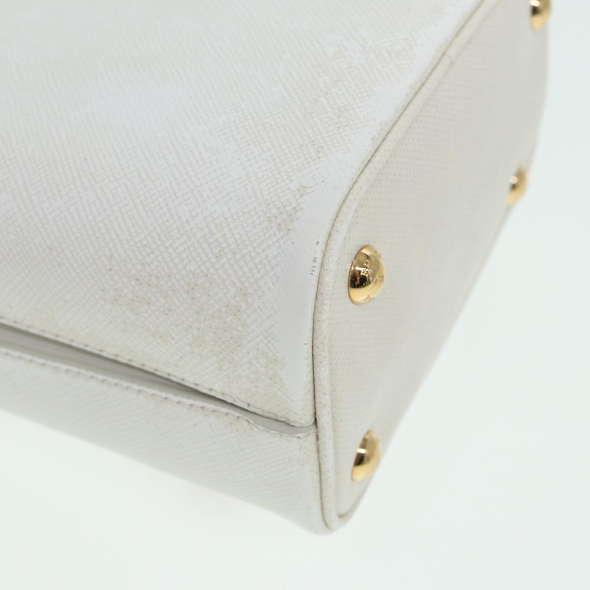 PRADA Hand Bag Safiano leather 2way White Auth 83161