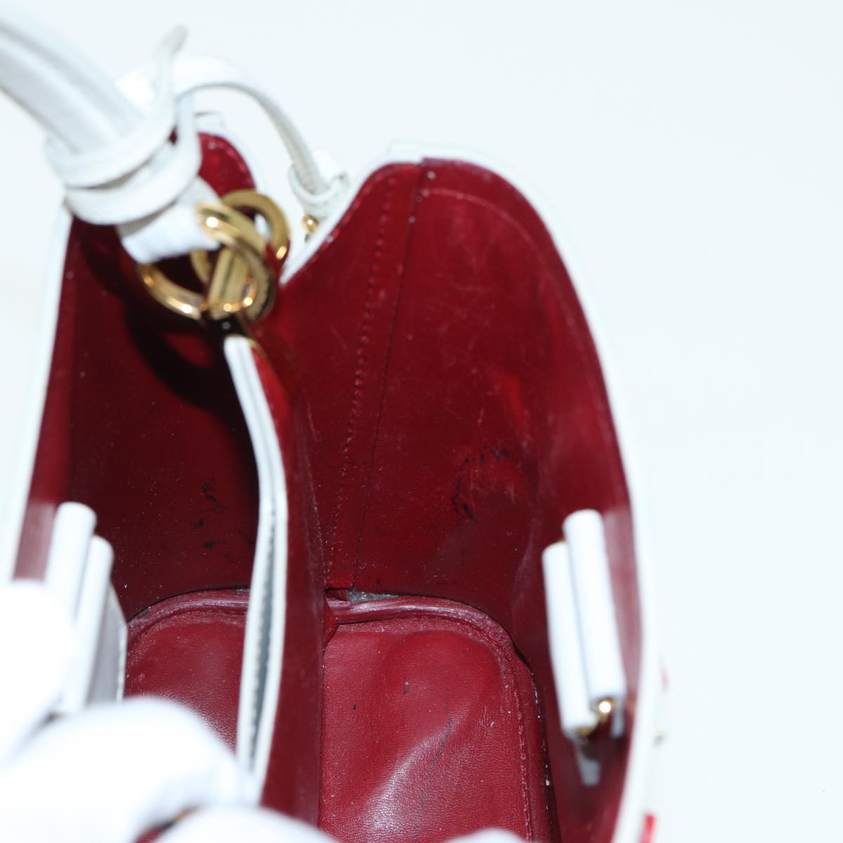 PRADA Hand Bag Safiano leather 2way White Auth 83161