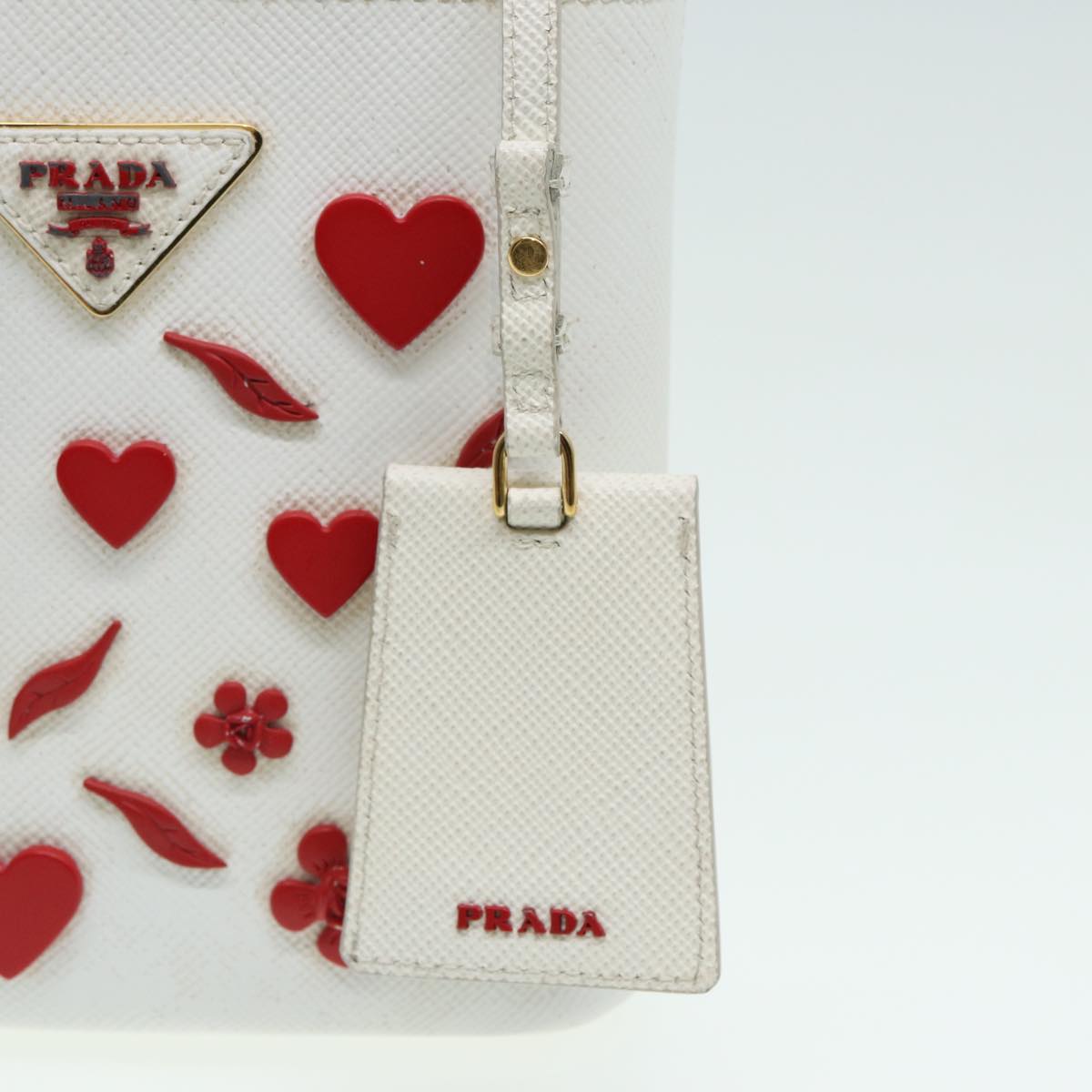 PRADA Hand Bag Safiano leather 2way White Auth 83161