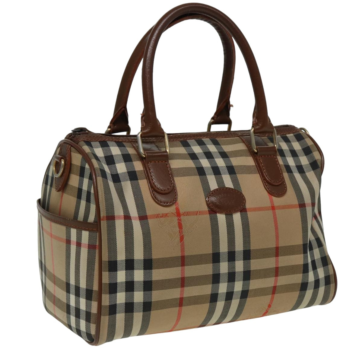 Burberrys Nova Check Hand Bag Canvas Beige Auth 83276