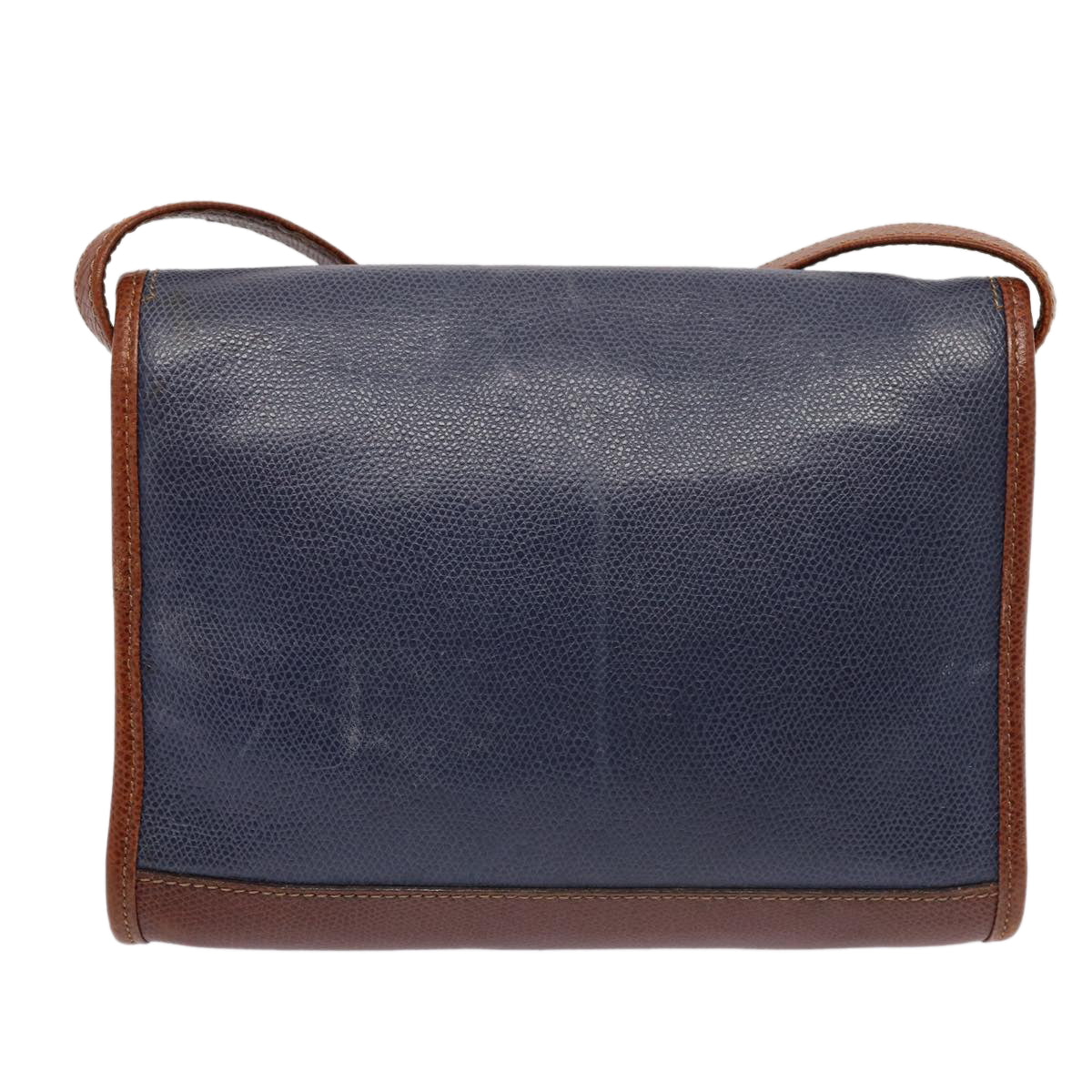 LOEWE anagram Shoulder Bag Leather Blue Brown Auth 83287