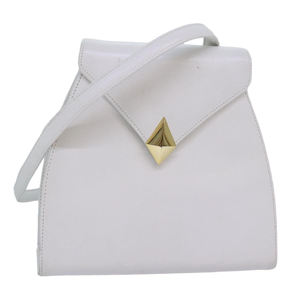 GIVENCHY Shoulder Bag Leather White Auth 83294