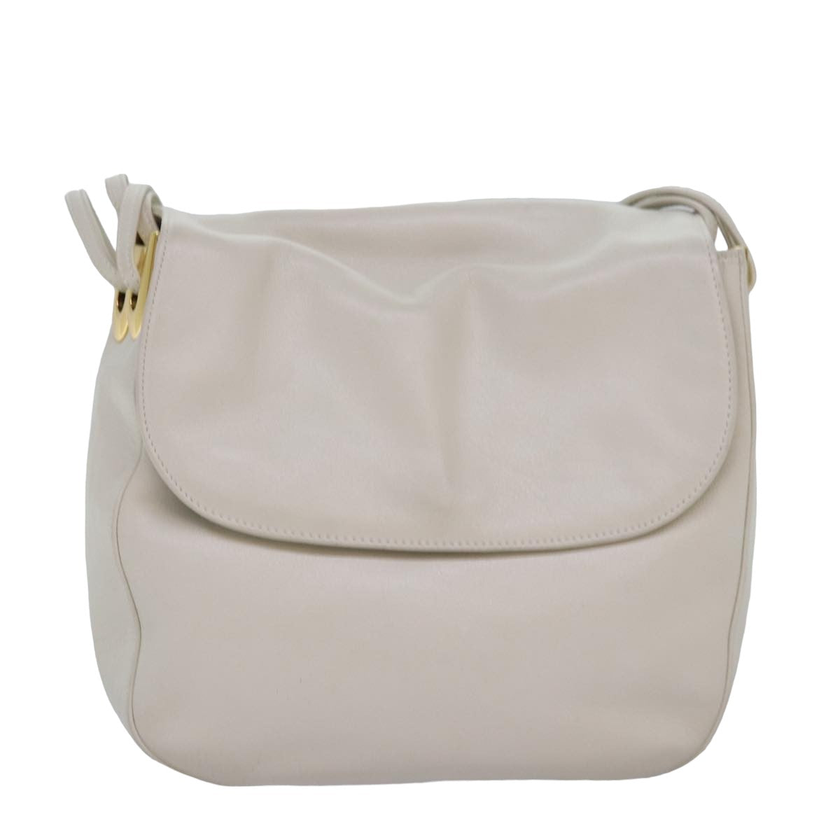 BALLY Shoulder Bag Leather White Auth 83312