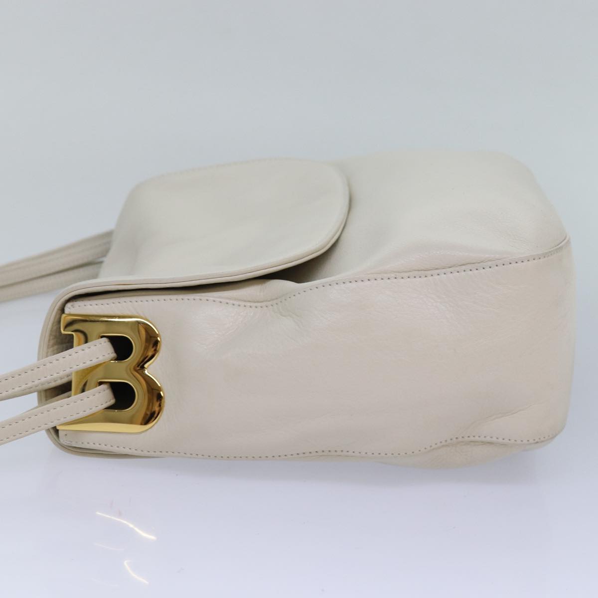 BALLY Shoulder Bag Leather White Auth 83312