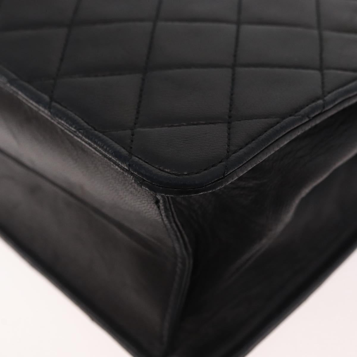 CHANEL Matelasse Chain Shoulder Bag Lamb Skin Black CC Auth 83342