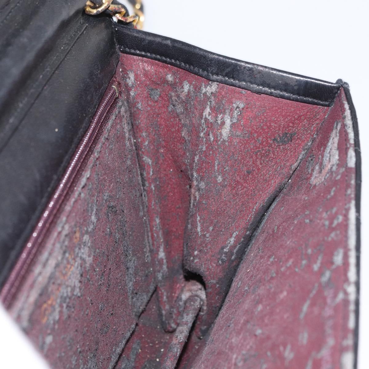 CHANEL Matelasse Chain Shoulder Bag Lamb Skin Black CC Auth 83342
