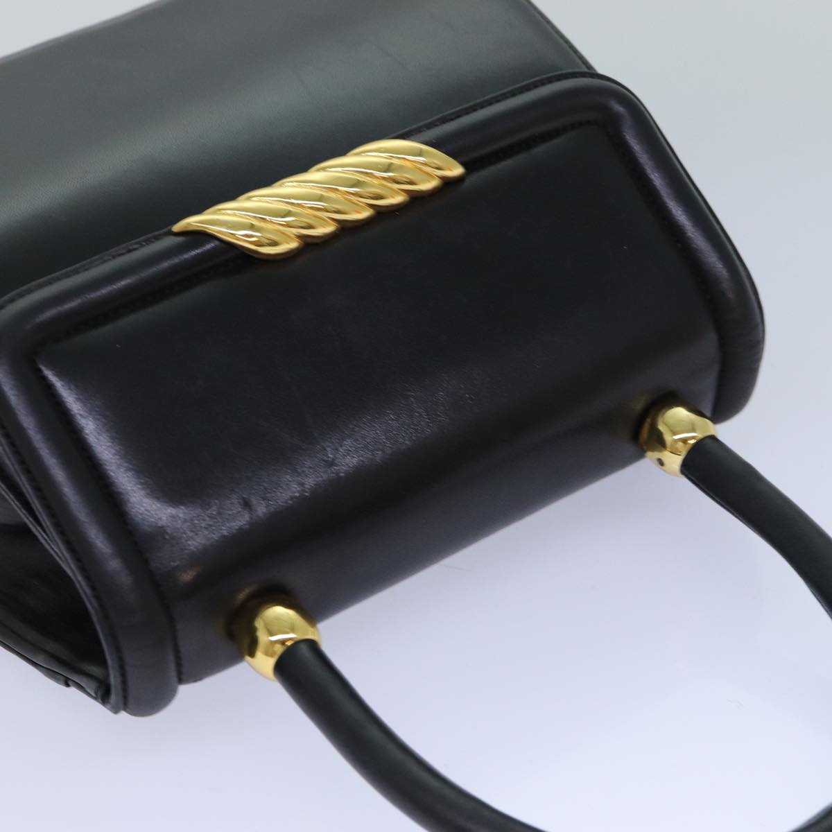 BALENCIAGA Hand Bag Leather Black Auth 83366