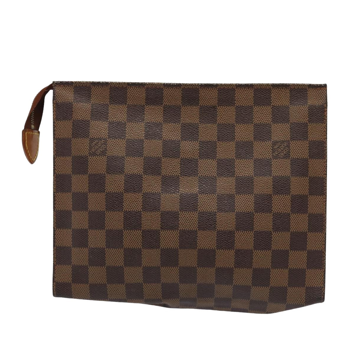 LOUIS VUITTON Damier Ebene Poche Toilette 26 Pouch N47543 LV Auth 83540