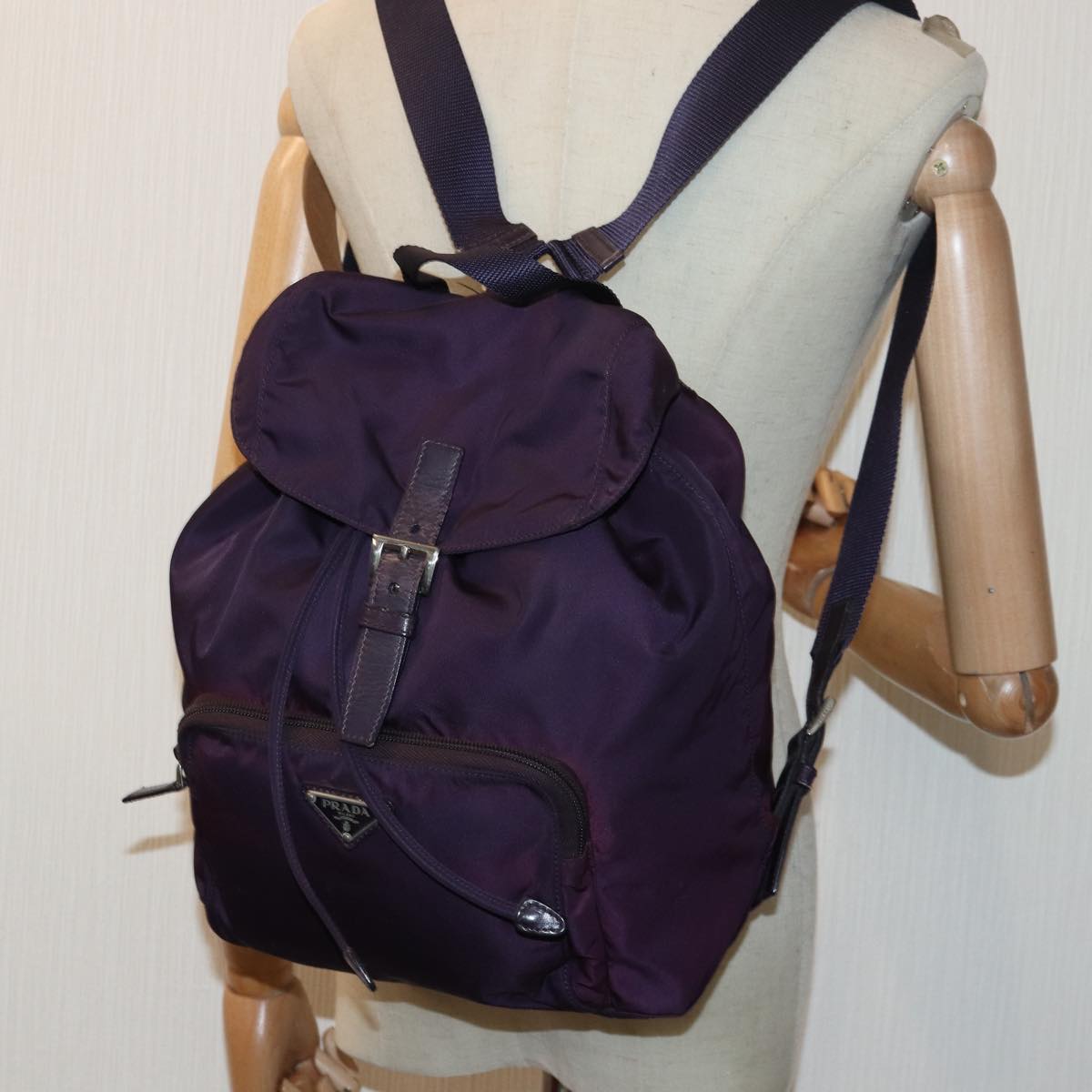 PRADA Backpack Nylon Purple Auth 83697