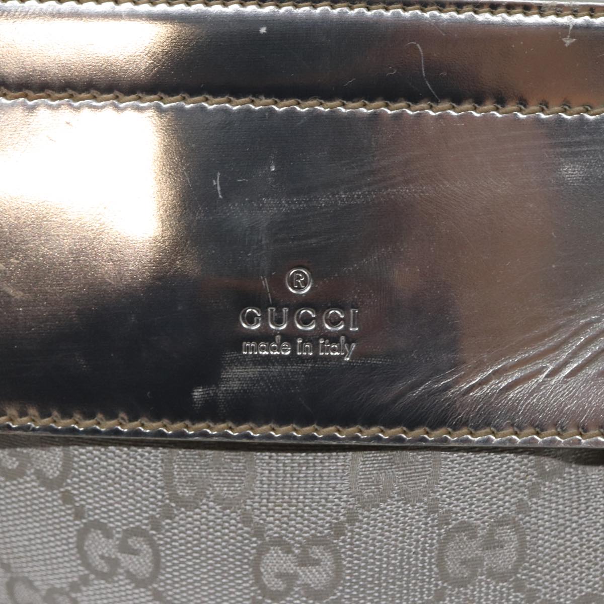 GUCCI GG Canvas Waist bag Silver 28566 Auth 83709