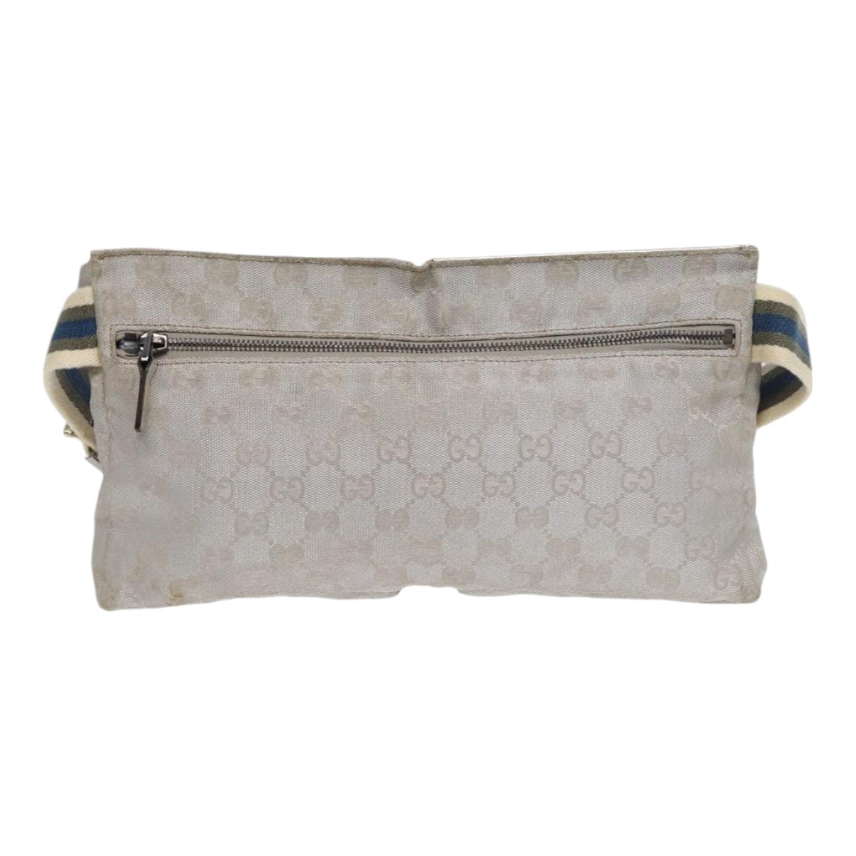 GUCCI GG Canvas Waist bag Silver 28566 Auth 83709