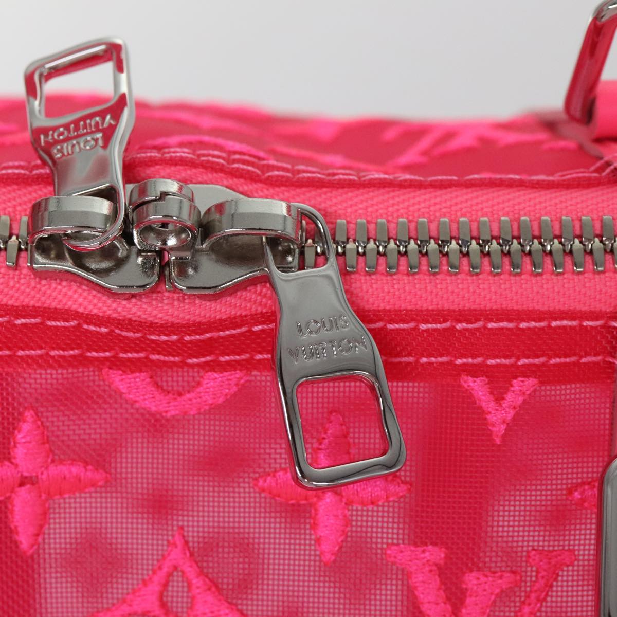 LOUIS VUITTON Monogram Mesh Keepall Bandouliere 50 Bag Pink M45048 Auth 83745SM