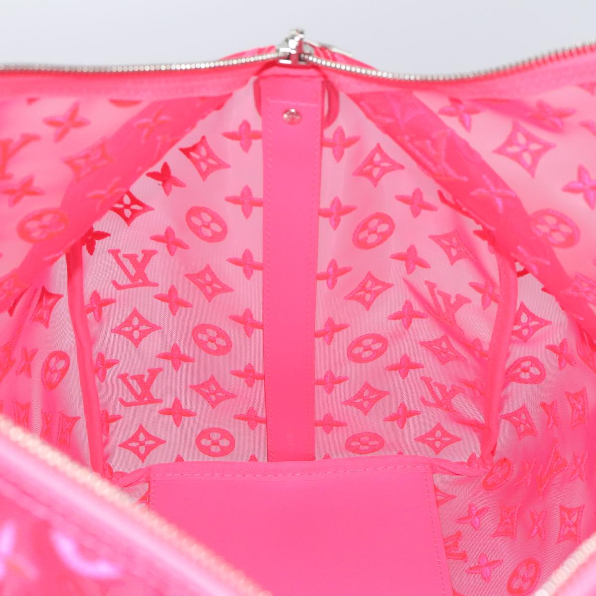 LOUIS VUITTON Monogram Mesh Keepall Bandouliere 50 Bag Pink M45048 Auth 83745SM