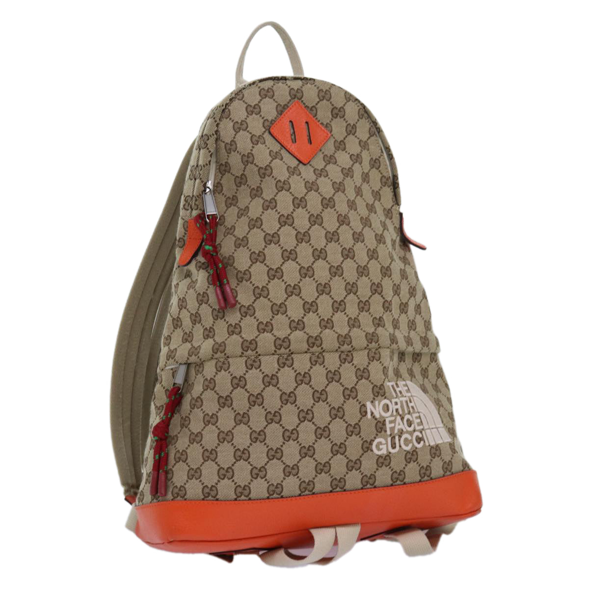 GUCCI THE NORTH FACE GG Backpack Beige Orange 650288 GY5TN 8893 Auth 83811